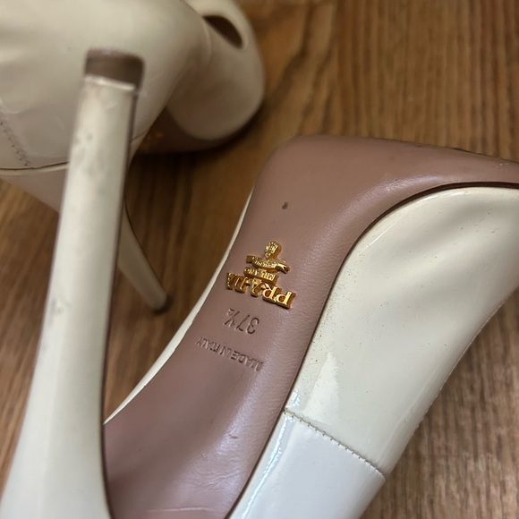Prada White Kitten Heels Slingback Sandals - Picture 7 of 8
